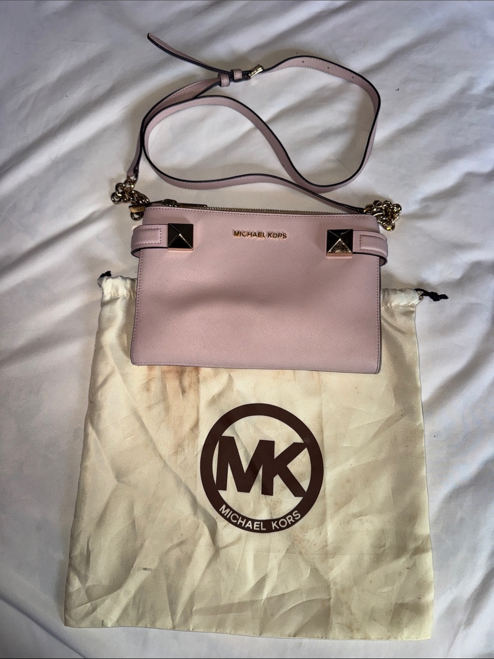 MICHAEL KORS Blush Pink Saffiano Leather Crossbody Bag